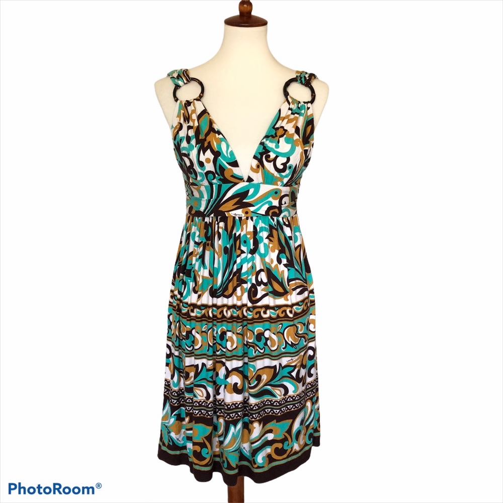 Milly Brown / Turquoise Print Dress